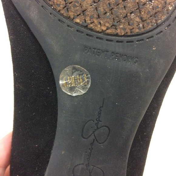 Jessica Simpson Mugara Black Micro Suede Ballet Flats Rhinestone Accent Sz 6.5M - Picture 10 of 10